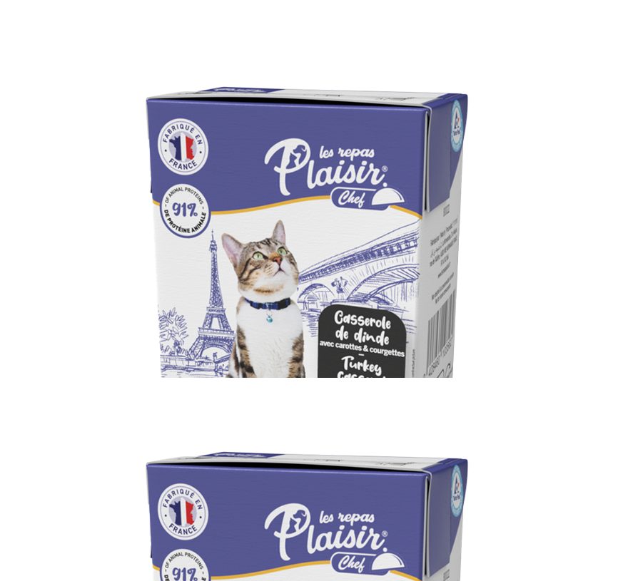 Plaisir Chef תבשיל חזה הודו עם גזר וקישואים לחתול 190 גרם