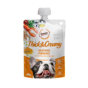 Thick & Creamy מחית לכלבים בטעם פירות ים וכורכום 100 גרם
