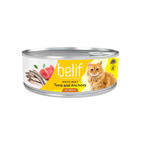 Belif מעדן טונה ואנשובי ברוטב 80 גרם לחתול