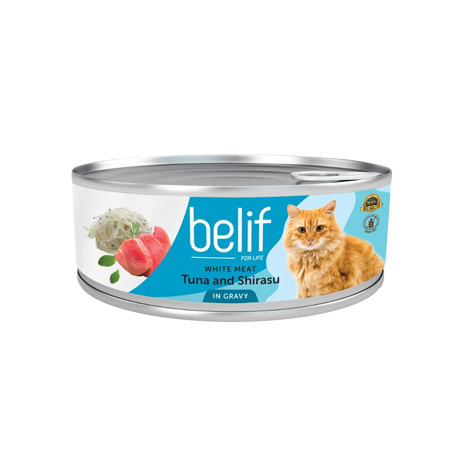 Belif מעדן טונה ושירסו ברוטב 80 גרם לחתול