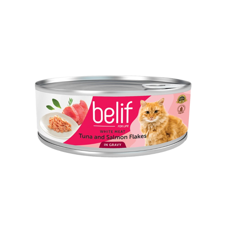 Belif מעדן טונה ופתיתי סלמון ברוטב 80 גרם לחתול