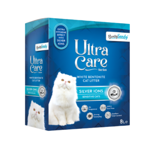 Ultra Care חול מתגבש לחתול יוני כסף ללא בישום 8 ליטר