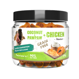Nutri Twist חטיפי אילוף בקופסא ללא דגנים בטעם קוקוס דלעת ועוף 200 גרם
