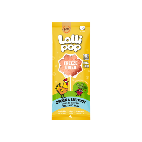 Lallipop חטיף סוכריה על מקל מיובש בהקפאה בטעם עוף וסלק לחתול