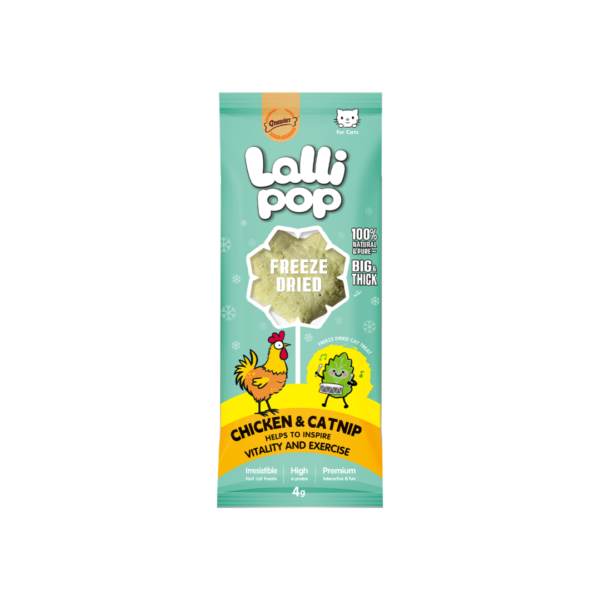 Lallipop חטיף סוכריה על מקל מיובש בהקפאה בטעם עוף וקטניפ לחתול