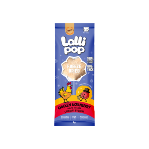Lallipop חטיף סוכריה על מקל מיובש בהקפאה בטעם עוף וחמוציות לחתול