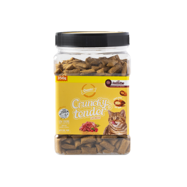 Crunchy Tender חטיף כריות לחתול בקופסא בטעם עוף 350 גרם