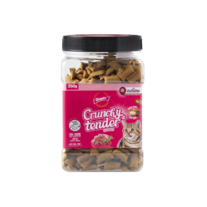 Crunchy Tender חטיף כריות לחתול בקופסא בטעם סלמון וחלב 350 גרם