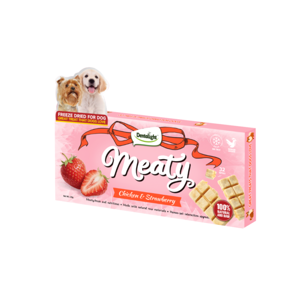 Meaty חטיף מיובש בהקפאה דמוי שוקולד עוף ותות שדה לכלב 20 גרם
