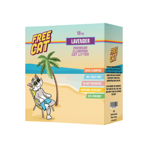 Free cat חול לחתולים מתגבש בניחוח לוונדר בקרטון 10 ק"ג