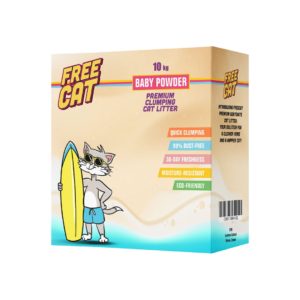 Free cat חול לחתולים מתגבש בניחוח טלק בקרטון 10 ק"ג