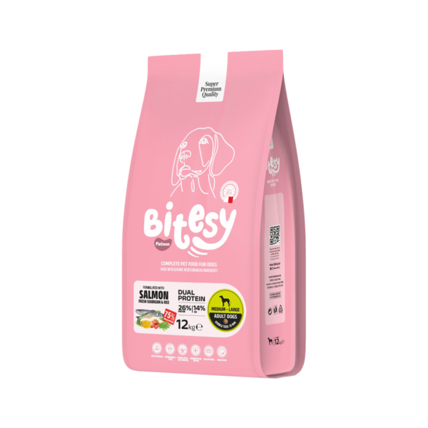 Bitesy מזון מלא לכלב בוגר סלמון דניס ואורז 12 ק"ג
