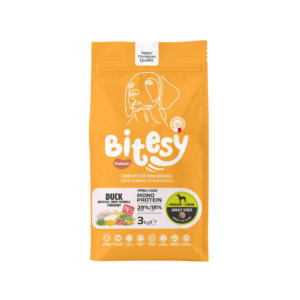 Bitesy מזון מלא לכלב בוגר ברווז עם אורז בטטה וחמוציות 3 ק"ג