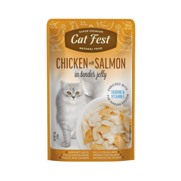 Cat Fest פאוץ עוף וסלמון 70 גרם לחתול