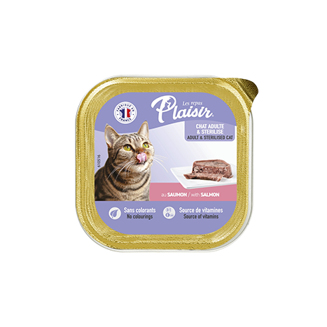 Plaisir מעדן לחתול בטעם סלמון 32 יח' במארז