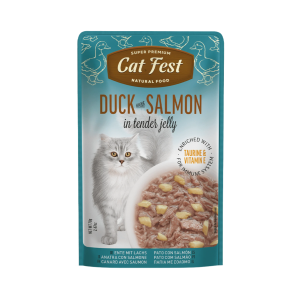 Cat Fest פאוץ ברווז וסלמון 70 גרם לחתול