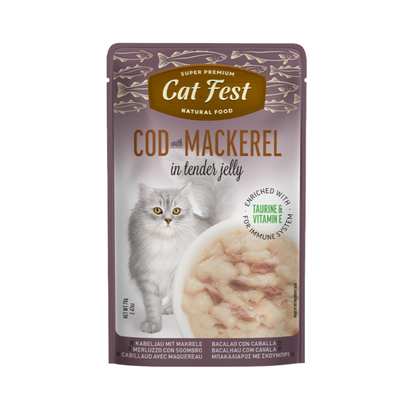 Cat Fest פאוץ' לחתול בטעם בקלה ומקרל 70 גרם