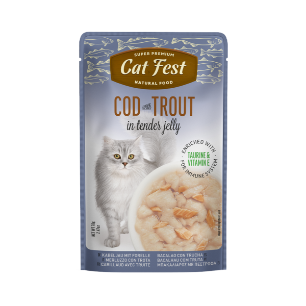 Cat Fest פאוץ' לחתול בטעם בקלה ופורל 70 גרם