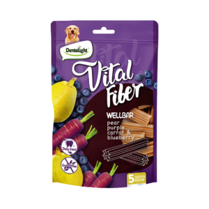 Vital Fiber חטיף דנטלי בצורת מקל לעיסה בטעם אגס, גזר סגול ואוכמניות 80 גרם