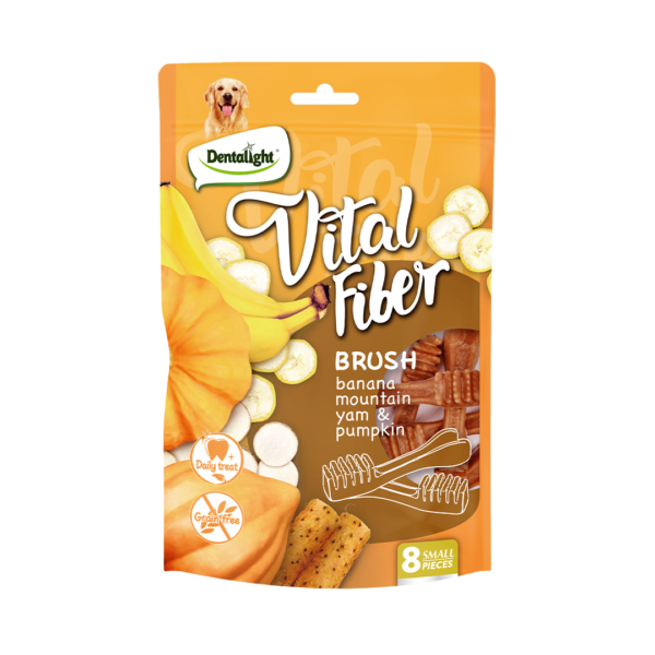 Vital Fiber חטיף דנטלי בצורת מברשת שיניים בטעם בננה, שורש בטטה ודלעת 80 גרם
