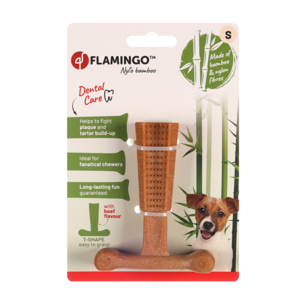 Flamingo עצם משחק מבמבוק בטעם בקר לכלב S
