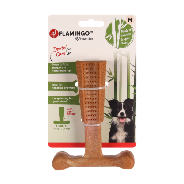 Flamingo עצם משחק מבמבוק בטעם בקר לכלב M