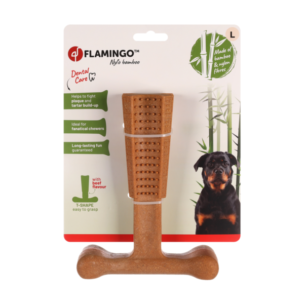 Flamingo עצם משחק מבמבוק בטעם בקר לכלב L