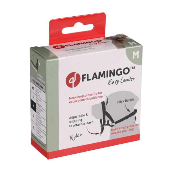 Flamingo רתמת ראש Easy Leader שחורה M לכלב