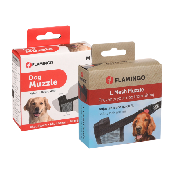 Flamingo מחסום פה מבד טדי L (אריזה תכלת)/M (אריזה לבנה) לכלב