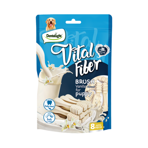 Vital Fiber חטיף דנטלי לגורים בצורת מברשת שיניים בטעם וניל 80 גרם