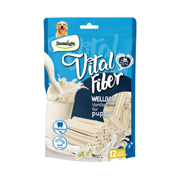 Vital Fiber חטיף דנטלי לגורים בצורת מקל לעיסה בטעם וניל 80 גרם