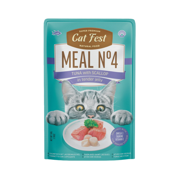 Cat Fest ארוחת נתחונים בג'לי טונה וצדפות 50 גרם לחתול